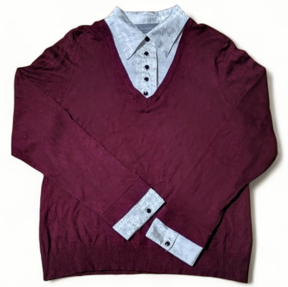 XL Vintage Inspired Liz Claiborn Layered Look Collared Vneck Old Money Poet Twee